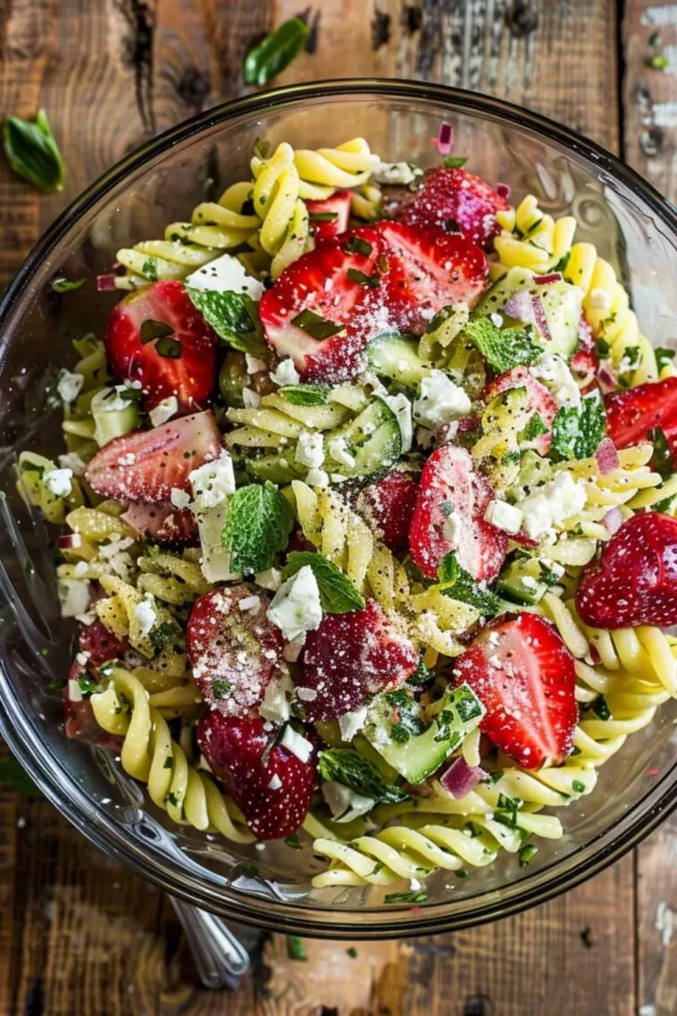 Creamy Strawberry Feta Pasta Salad