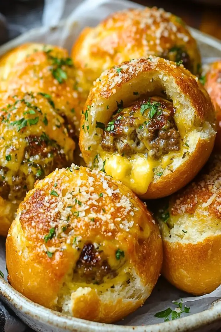 Garlic Parmesan Cheeseburger Bombs