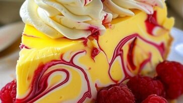 Luscious Lemon Raspberry Swirl Cheesecake