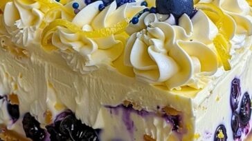 No-Bake Lemon dazzling Blueberry cream Cake