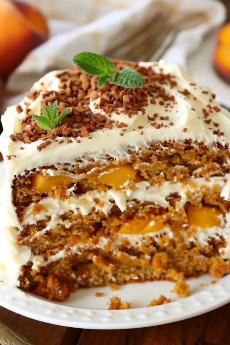 Peach Cake with Cream Cheese Frosting