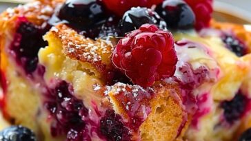 Wild Berry Bread Pudding with Orange Sauce