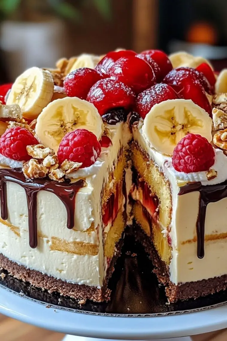 Banana Split Cheesecake Cake