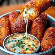 Crispy Mozzarella Sticks with Marinara Sauce Creamy Dip