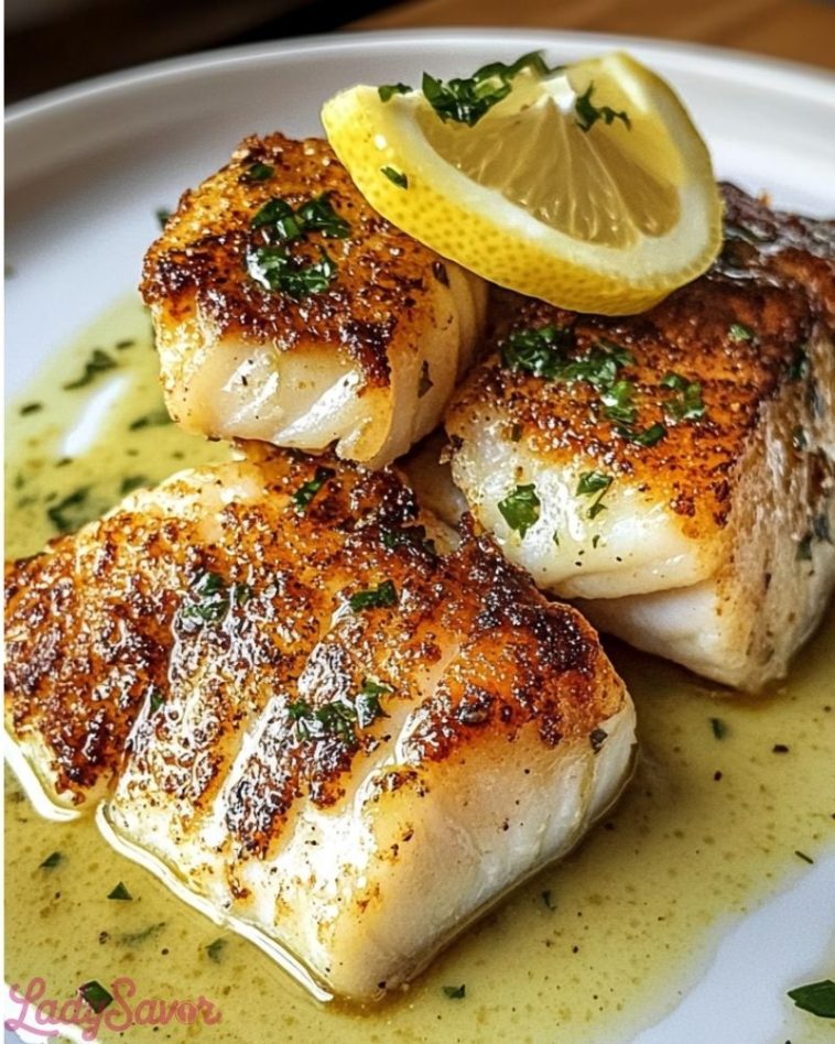 Lemon Garlic Butter Cod With Crispy Skin