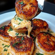 Seared Scallops with Spicy Cajun Cream Sauce