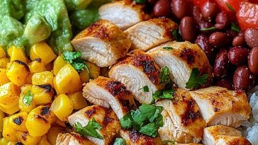 Delicious Grilled Chicken Burrito Bowls with Rice Beans Recipe
