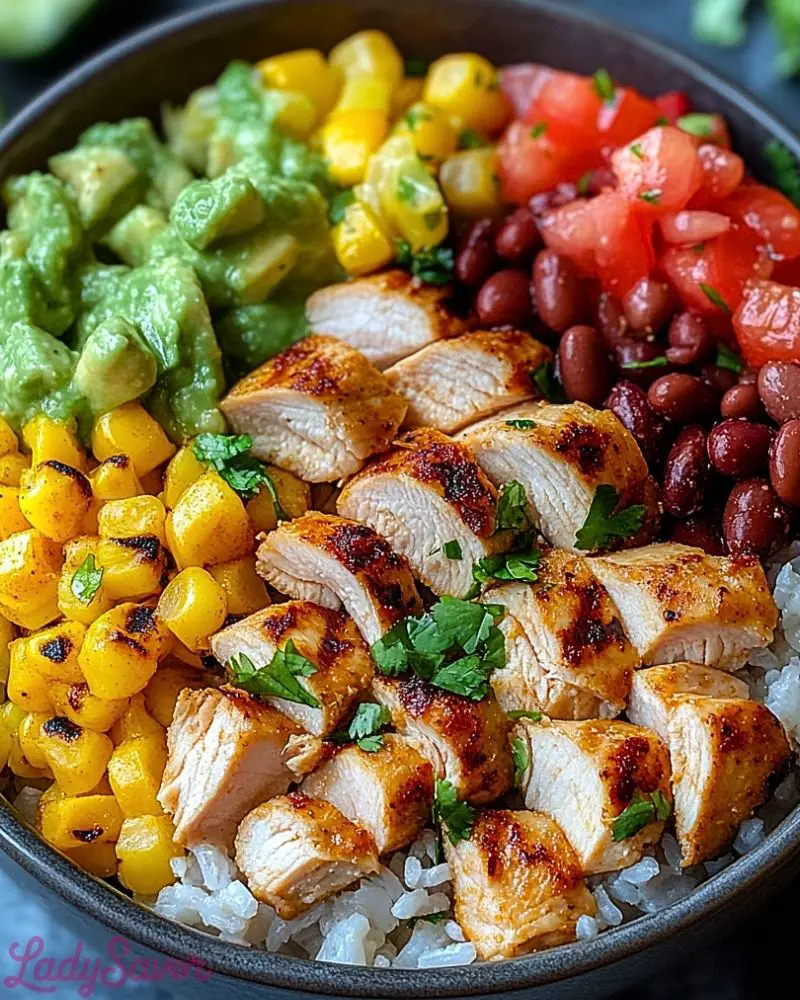 Delicious Grilled Chicken Burrito Bowls with Rice & Beans Recipe Delicious Grilled Chicken Burrito Bowls with Rice Beans Recipe