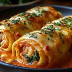 Shrimp & Spinach Stuffed Pasta Rolls with Roasted Red Pepper Cream Shrimp Spinach Stuffed Pasta Rolls with Roasted Red Pepper Cream Recipe2