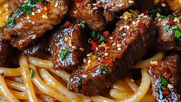 Sweet and Spicy Garlic Steak Pasta