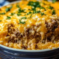 Cheesy Hamburger Rice Casserole Recipe