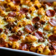 Cheesy Meat Lovers Pizza Casserole Recipe