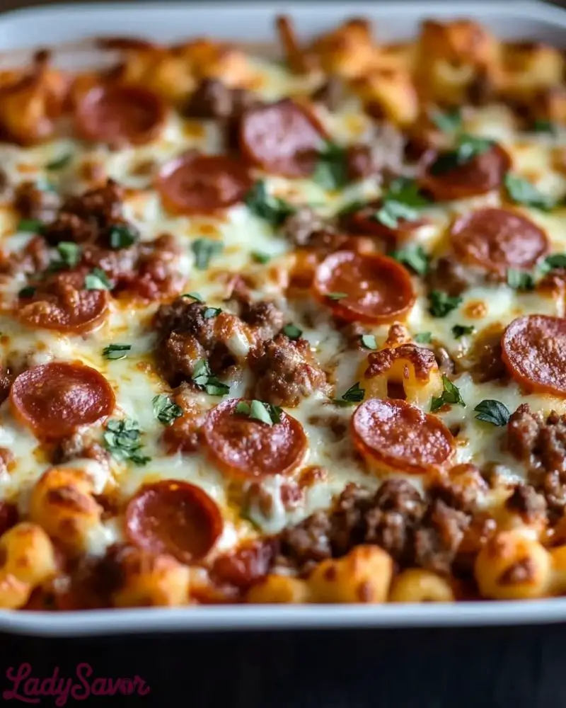 Cheesy Meat Lovers Pizza Casserole Cheesy Meat Lovers Pizza Casserole Recipe2
