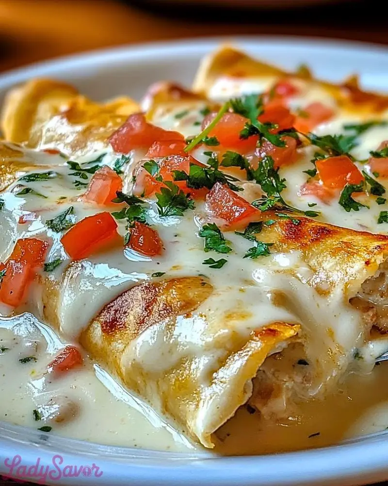 Chicken Enchiladas with Sour Cream White Sauce