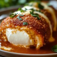 Chicken Parmesan Stuffed with Cream Cheese Recipe