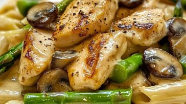 Creamy Mushroom and Asparagus Chicken Penne Recipe