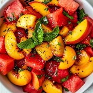 Easy Summer Peach Watermelon Salad Recipe