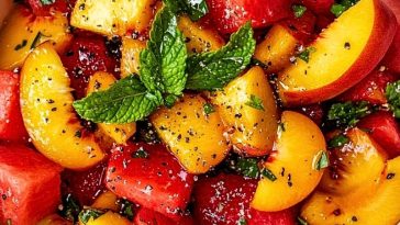Easy Summer Peach Watermelon Salad Recipe