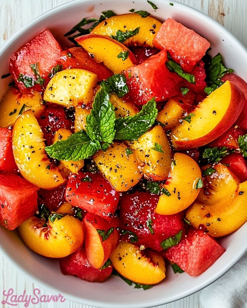 Easy Summer Peach Watermelon Salad Easy Summer Peach Watermelon Salad Recipe