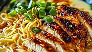 Fiery Chicken Ramen with Creamy Garlic Sauce Recipe