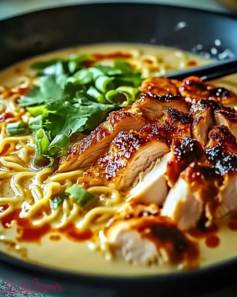 Fiery Chicken Ramen with Creamy Garlic Sauce Fiery Chicken Ramen with Creamy Garlic Sauce Recipe2