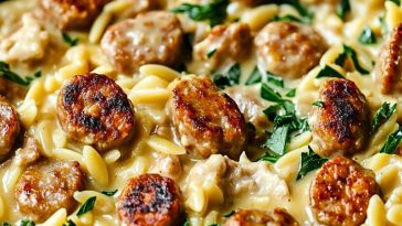 Irresistible Creamy Chicken Sausage Orzo Skillet Recipe