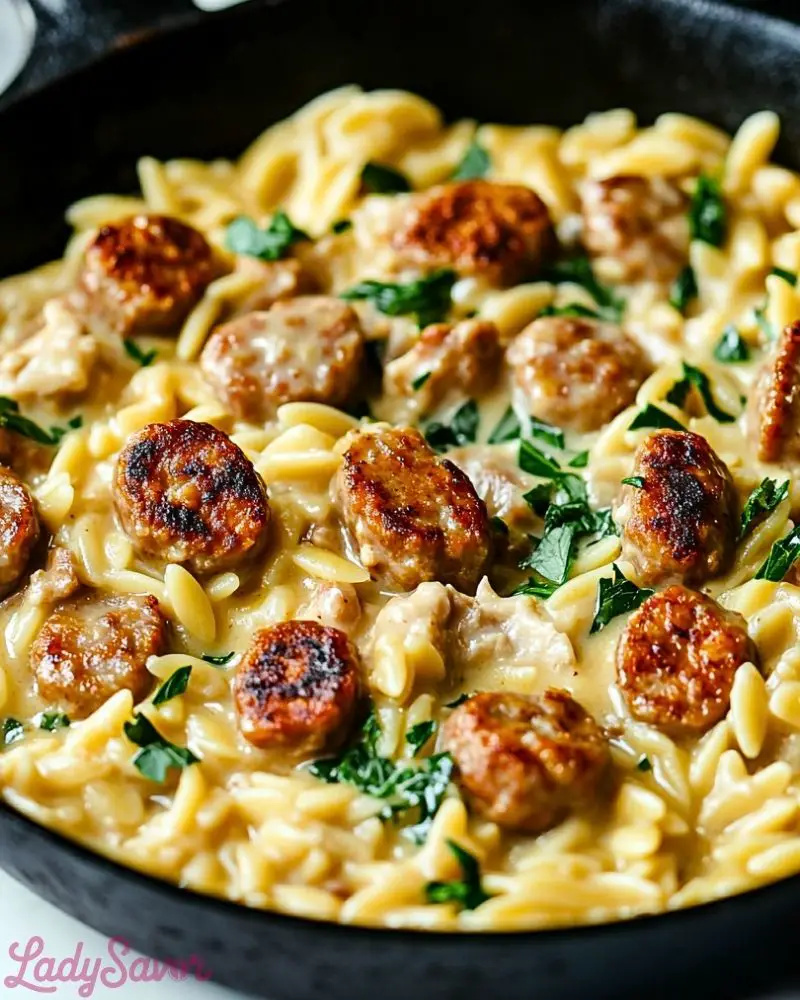 Irresistible Creamy Chicken Sausage Orzo Skillet Irresistible Creamy Chicken Sausage Orzo Skillet Recipe
