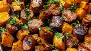 Irresistible Sheet Pan Sausage and Sweet Potatoes with Honey Garlic Sauce Recipe