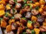 Irresistible Sheet Pan Sausage and Sweet Potatoes with Honey Garlic Sauce Recipe