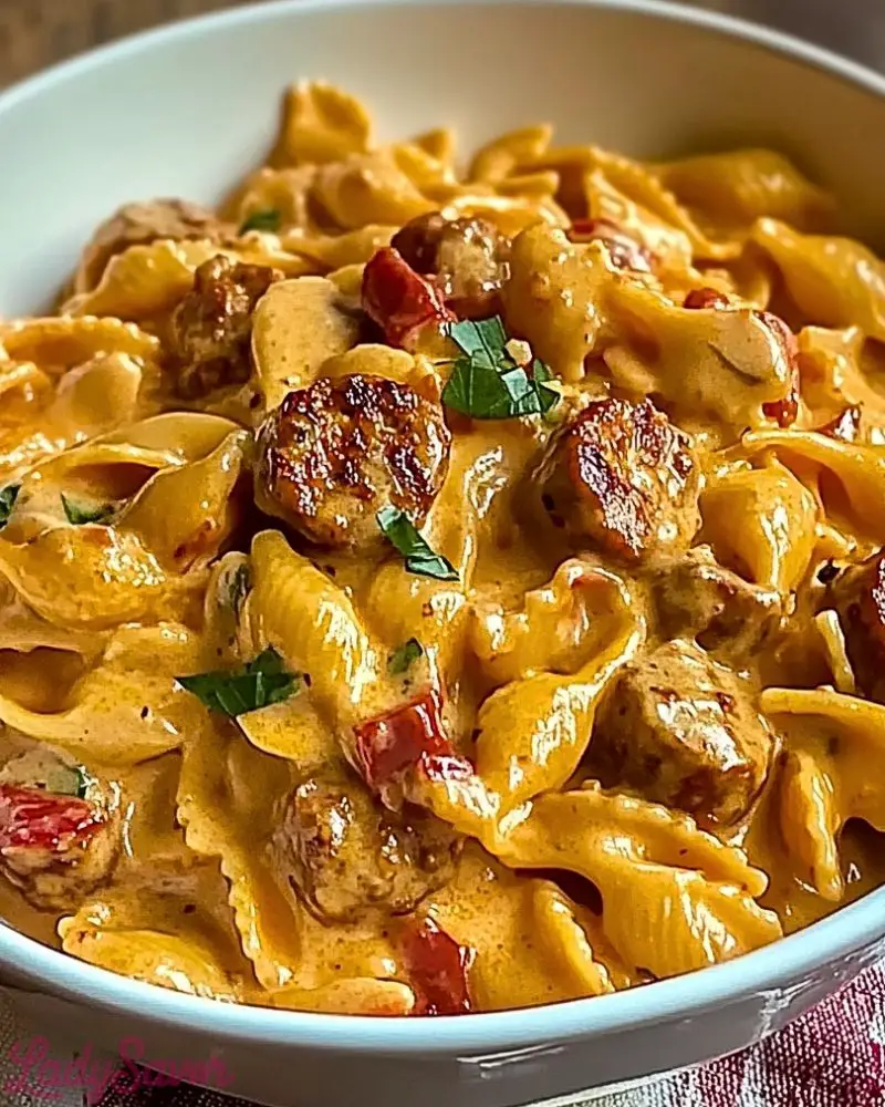One-Pot Creamy Cajun Sausage Pasta One Pot Creamy Cajun Sausage Pasta Recipe