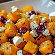 Roasted Butternut Squash with Cranberries and Feta