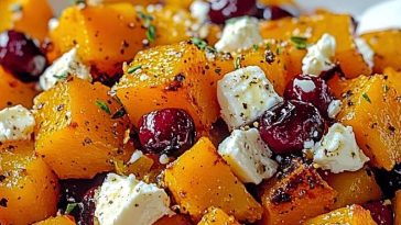 Roasted Butternut Squash with Cranberries and Feta