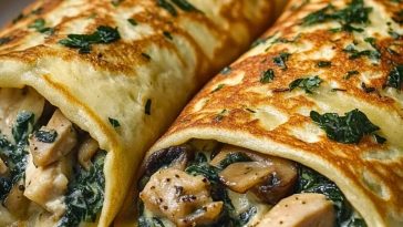 Savory Spinach Mushroom Chicken Crepes Recipe