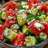 Summer Perfect Watermelon Cucumber Salad Recipe