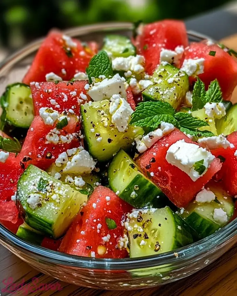 Summer-Perfect Watermelon Cucumber Salad Summer Perfect Watermelon Cucumber Salad Recipe