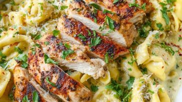 Asiago Tortelloni Alfredo With Grilled Chicken