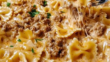 Bowtie Pasta with Creamy Velveeta Beef Sauce