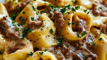 Cheesesteak Tortellini in Rich Provolone Sauce