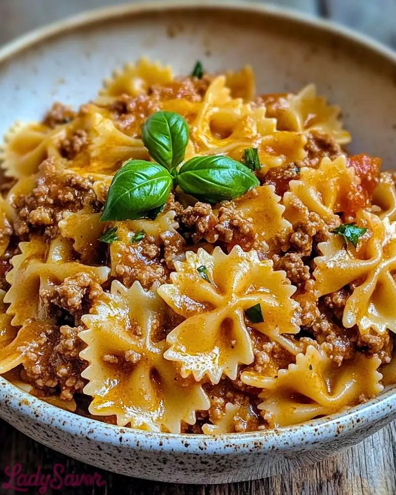 Cheesy Bowtie Pasta with Ground Beef Cheesy Bowtie Pasta with Ground Beef