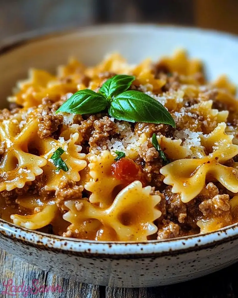 Cheesy Bowtie Pasta with Ground Beef Cheesy Bowtie Pasta with Ground Beef2