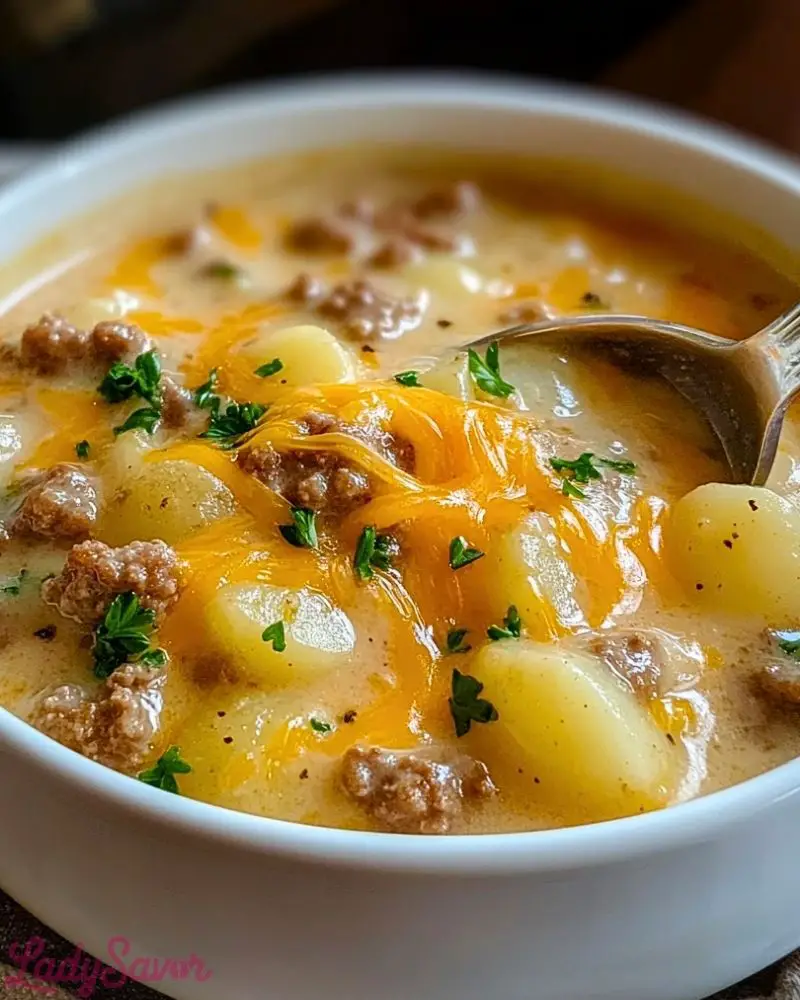 Cheesy Hamburger Potato Soup