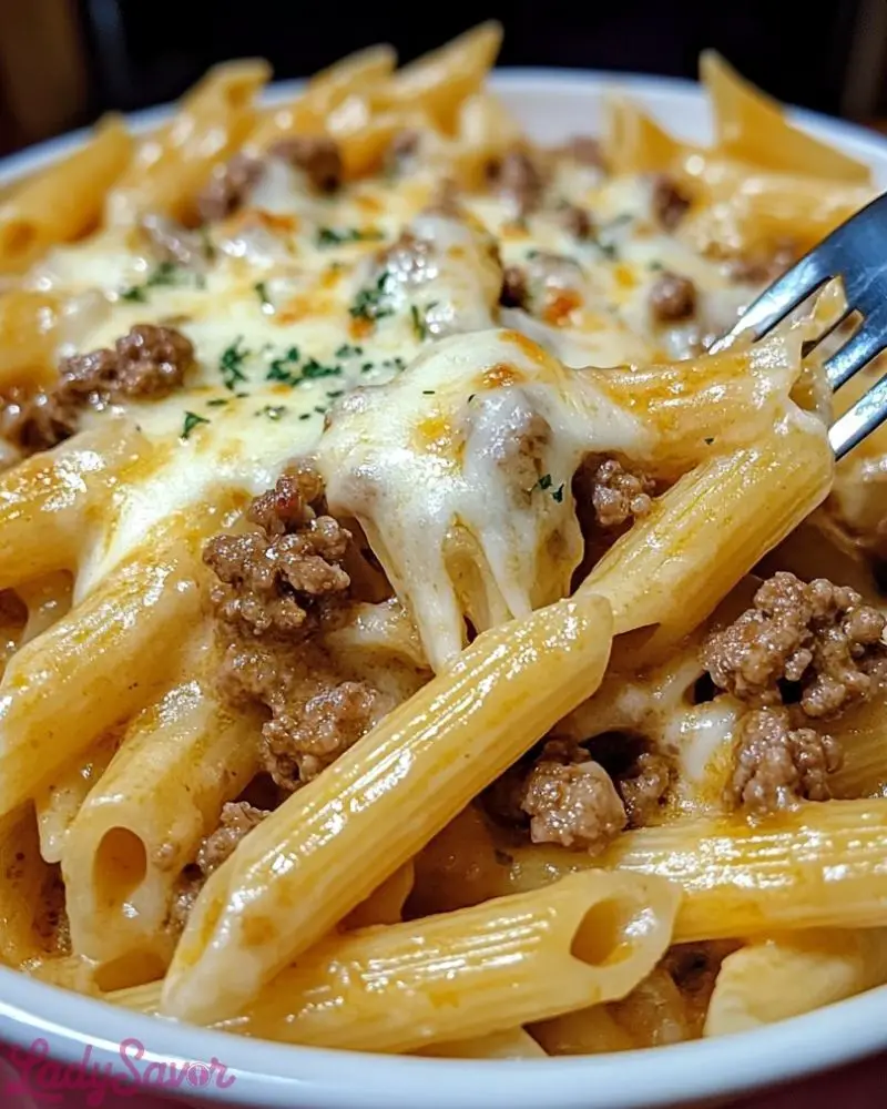 Cheesy Penne with Garlic Butter Ground Beef Cheesy Penne with Garlic Butter Ground Beef