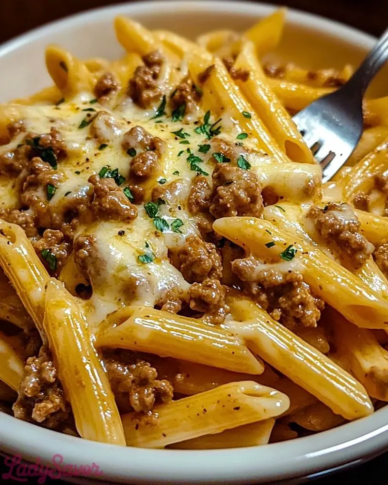 Cheesy Penne with Garlic Butter Ground Beef Cheesy Penne with Garlic Butter Ground Beef2 1
