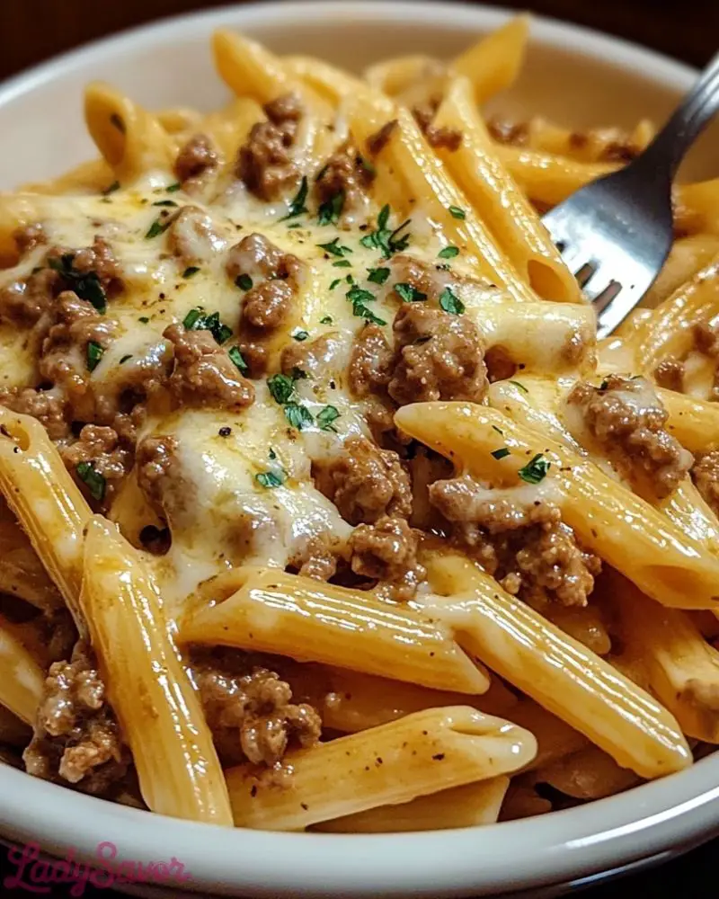 Cheesy Penne with Garlic Butter Ground Beef Cheesy Penne with Garlic Butter Ground Beef2