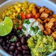 Chicken Burrito Bowl with Guac Lime
