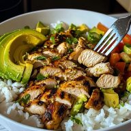 Chicken Rice Avocado Bowl