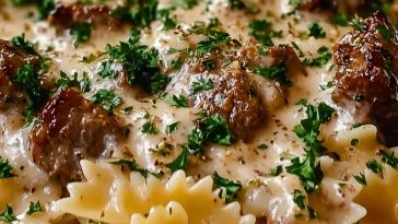 Creamy Beef and Bowtie Pasta