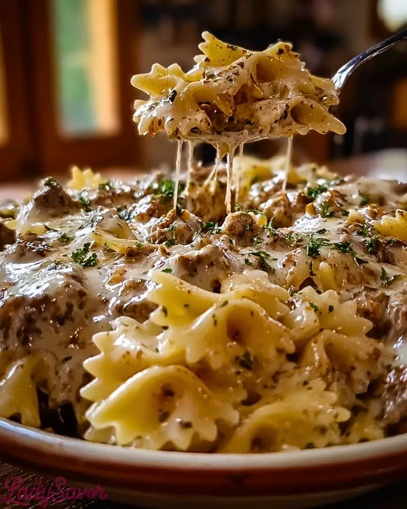 Creamy Beef and Bowtie Pasta Creamy Beef and Bowtie Pasta2
