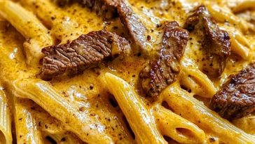 Creamy Cajun Steak Cheddar Penne Skillet