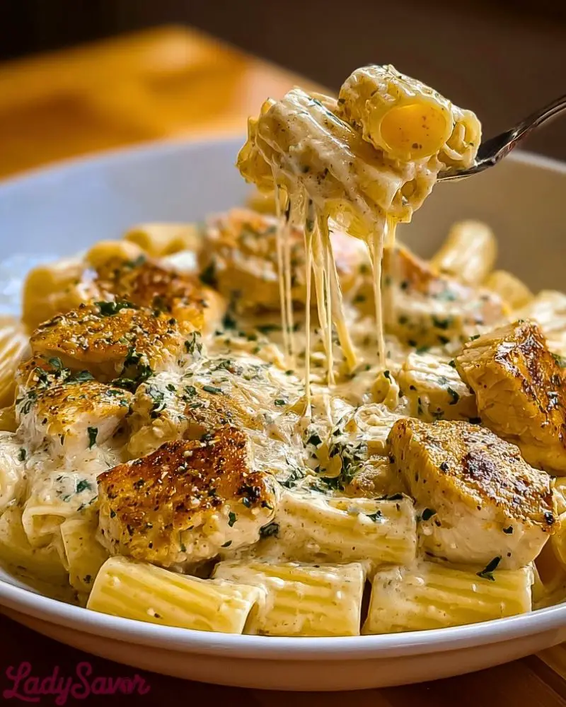 Creamy Garlic Butter Chicken and Rigatoni in Parmesan Sauce2